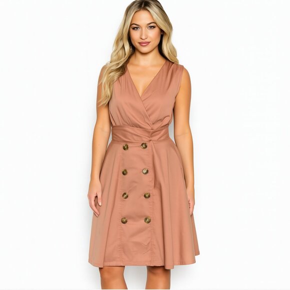 Vero Moda Blush Sleeveless Trench-Style Midi‎ Dress – Size Small - Picture 1 of 4